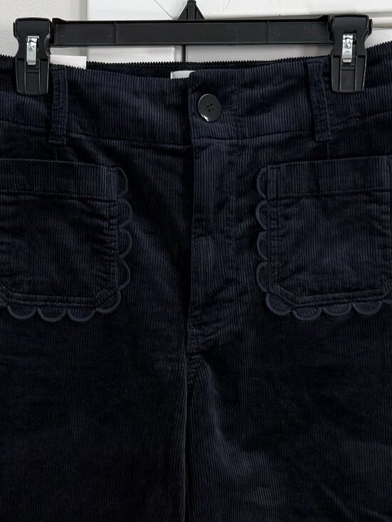 Anthropologie Colette Corduroy Crop Pants Scallop Pocket Wide Leg Size 28 Navy - Picture 4 of 11